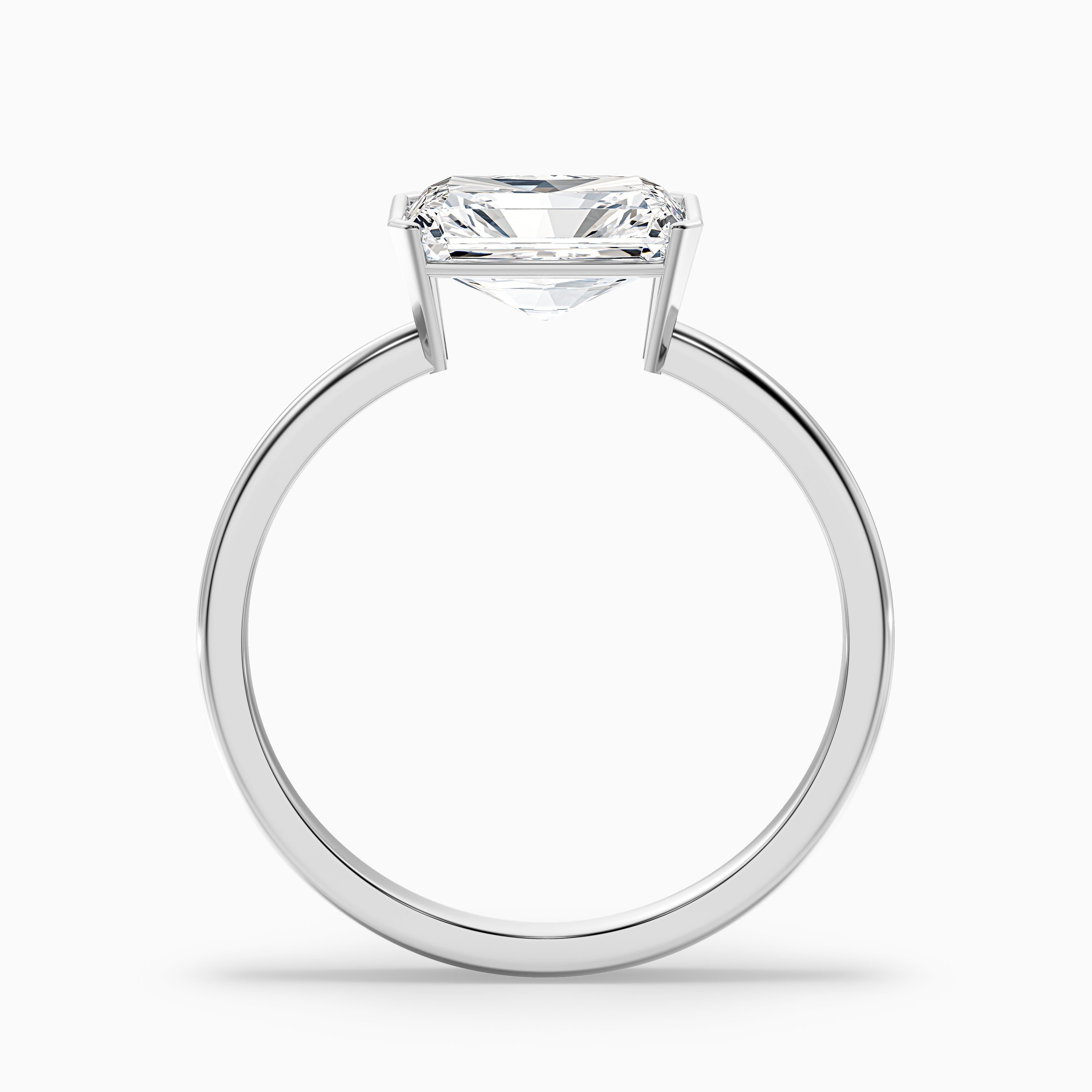 Jana 4.5 Carat Radiant Cut East West Half Bezel Lab Grown Diamond Ring in 10k White Gold