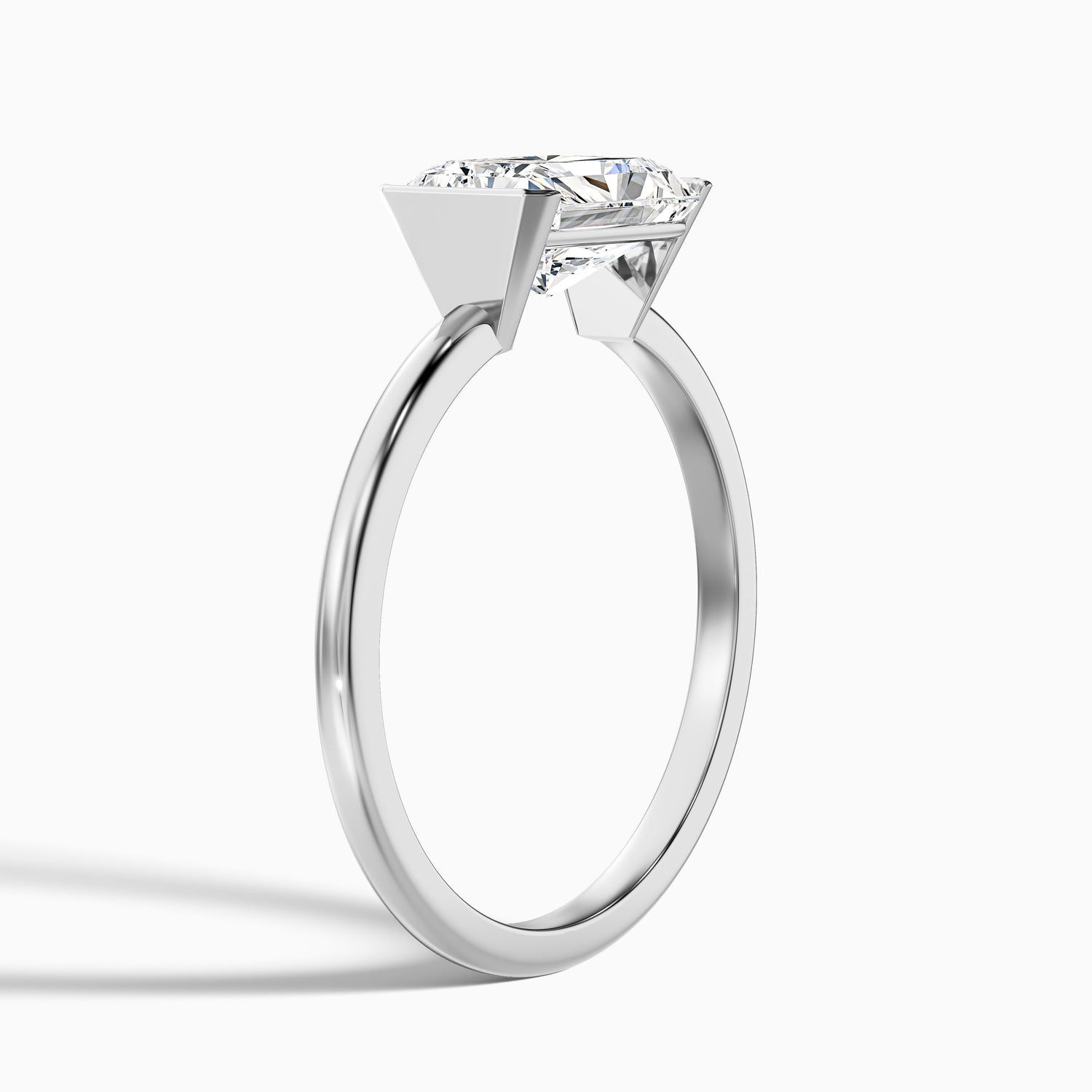 Jana 1 Carat Radiant Cut East West Half Bezel Lab Grown Diamond Ring in 14k White Gold