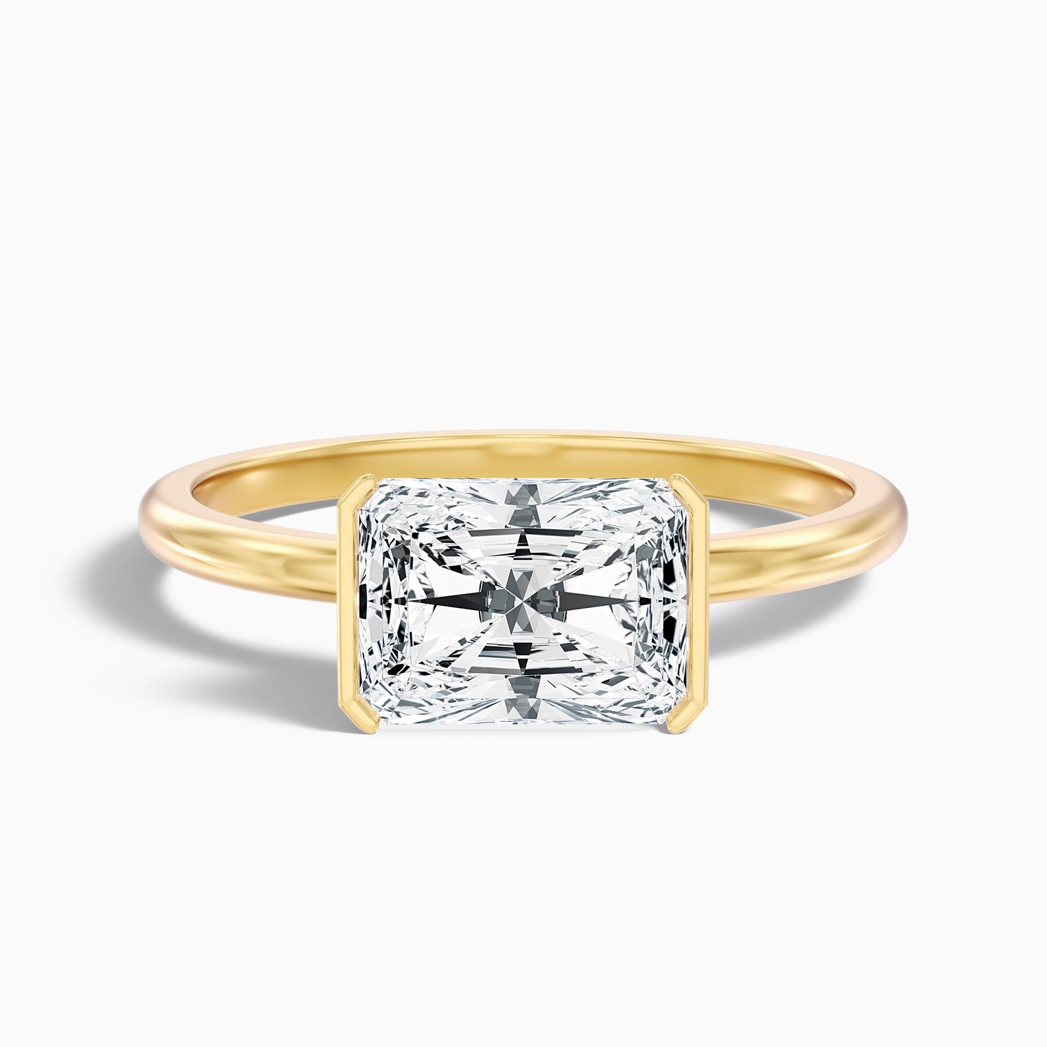 Jana 1.5 Carat Radiant Cut East West Half Bezel Lab Grown Diamond Ring in 14k Yellow Gold