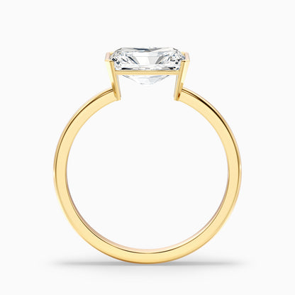 Jana 4 Carat Radiant Cut East West Half Bezel Lab Grown Diamond Ring in 18k Yellow Gold
