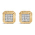 10K Yellow Gold Plated .925 Sterling Silver 1/6 Cttw Diamond Textured Halo Stud Earrings by Bids.com