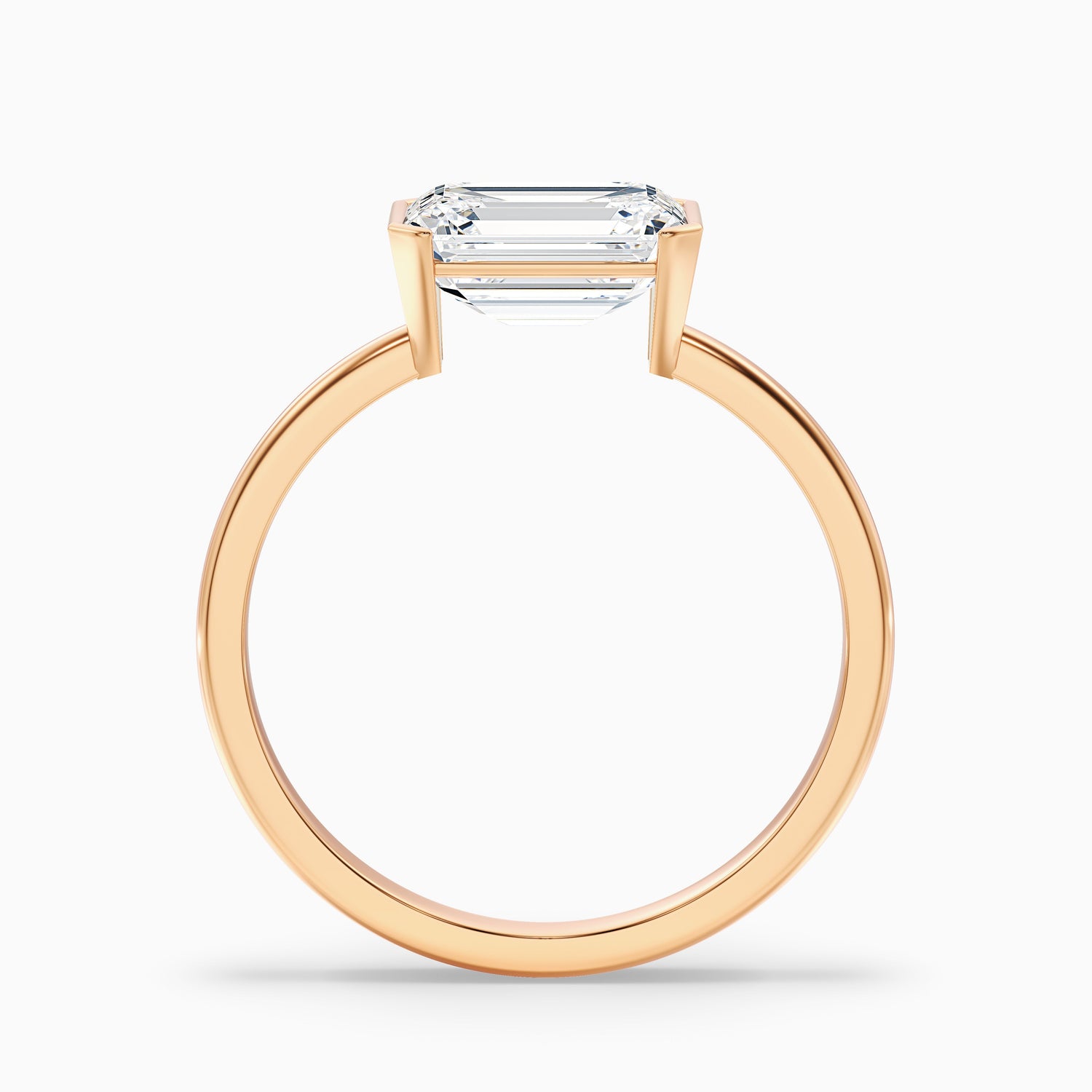 Joie 3.5 Carat Emerald Cut East West Half Bezel Lab Grown Diamond Ring in 14k White Gold