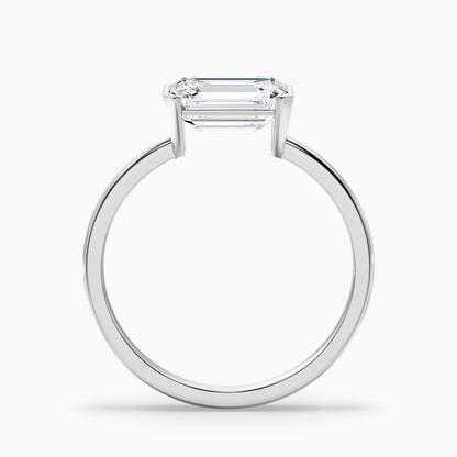 Brona 5 Carat Emerald Cut East West Half Bezel Moissanite Diamond Ring in 10k Rose Gold