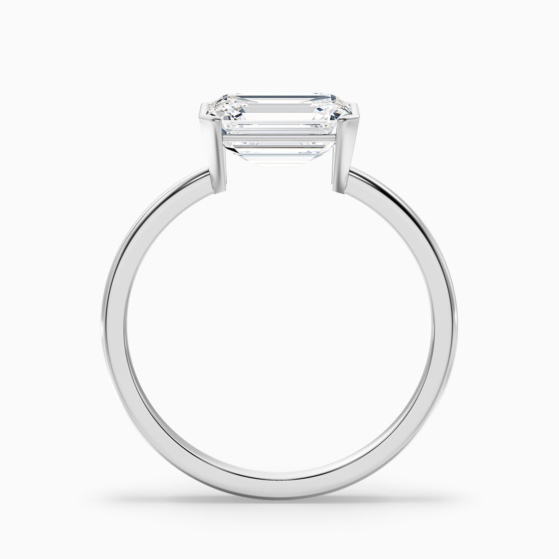 Joie 4.5 Carat Emerald Cut East West Half Bezel Lab Grown Diamond Ring in 14k White Gold  DestGlow