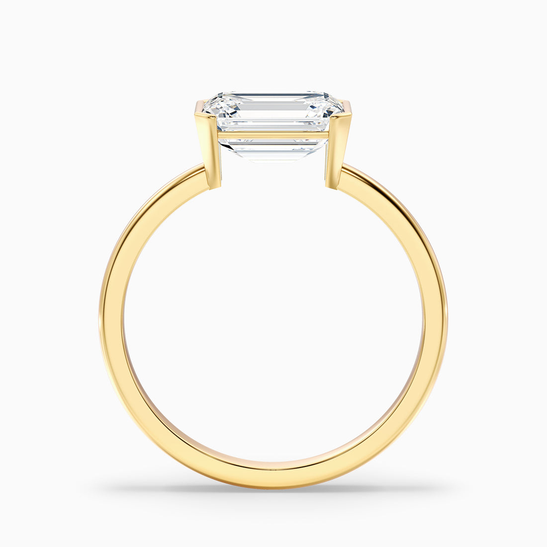 Joie 4 Carat Emerald Cut East West Half Bezel Lab Grown Diamond Ring in 14k Yellow Gold  DestGlow