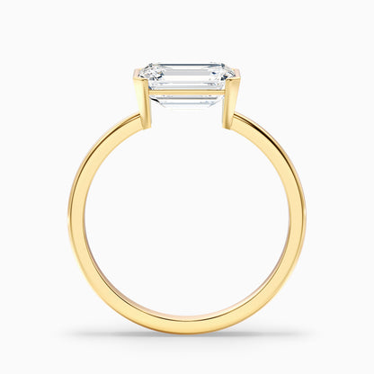 Joie 4.5 Carat Emerald Cut East West Half Bezel Lab Grown Diamond Ring in Platinum
