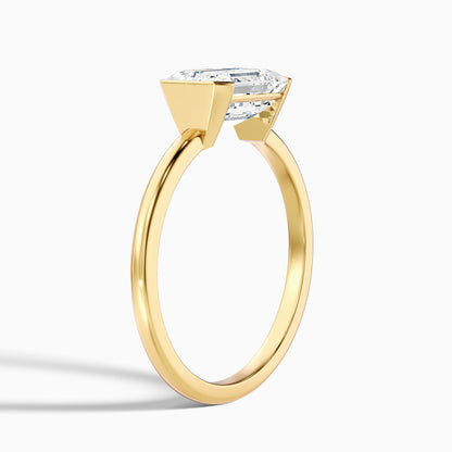 Brona 5 Carat Emerald Cut East West Half Bezel Moissanite Diamond Ring in 14k Rose Gold