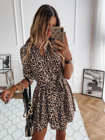 Spring Summer Sexy Print Shirt Dress Women by Ragazza