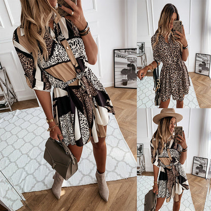 Spring Summer Sexy Print Shirt Dress Women by Ragazza