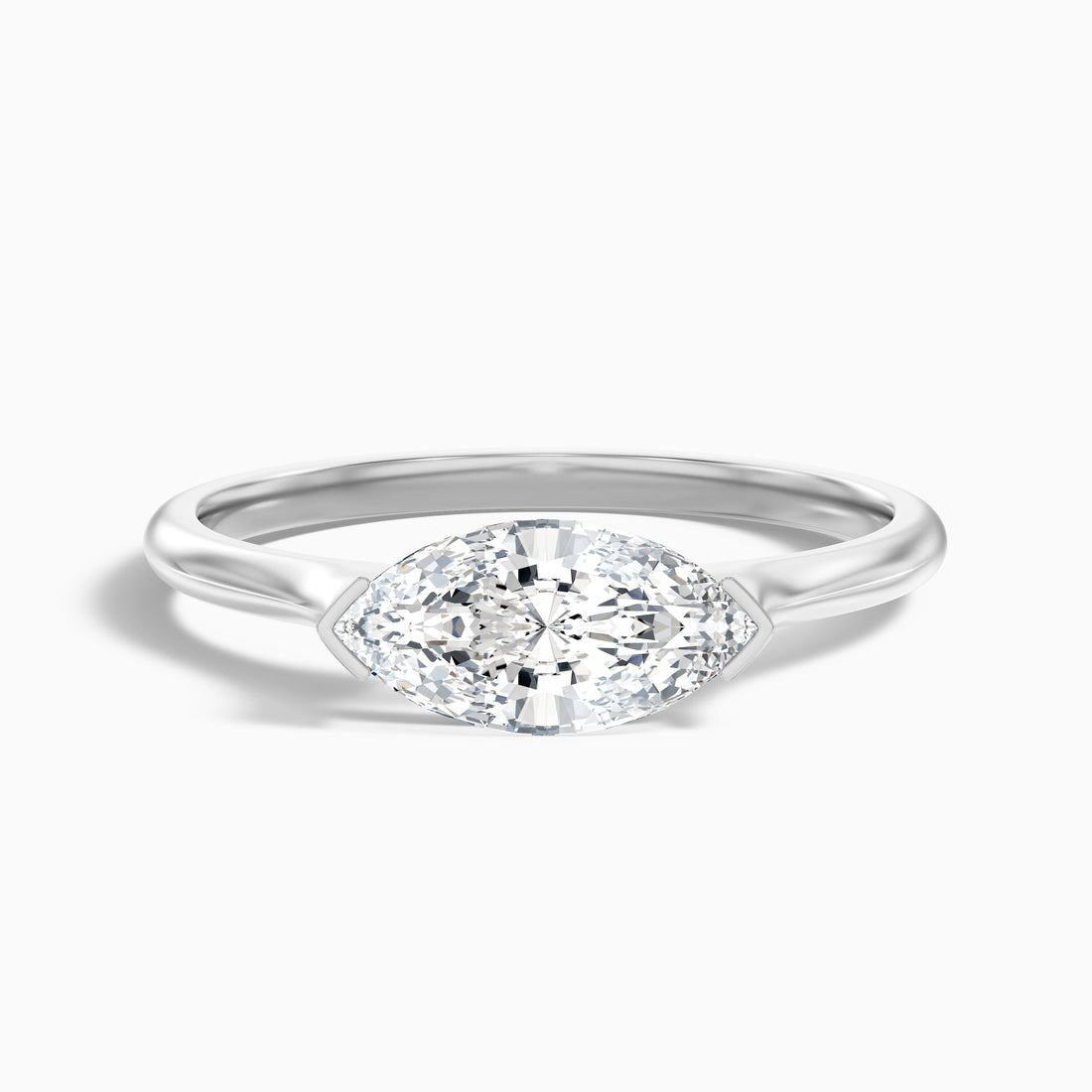 Alva 2.5 Carat Marquise East West Lab Grown Diamond Engagement Ring in 14k White Gold  DestGlow