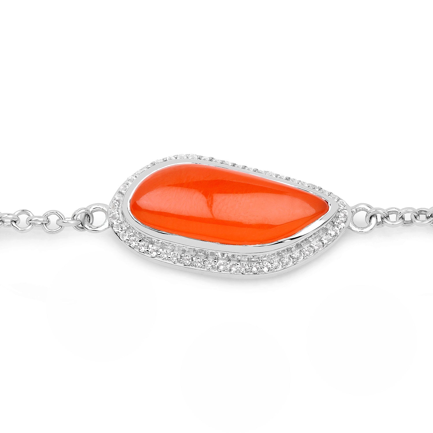 5.50 Carat Genuine Carnelian And White Topaz .925 Sterling Silver Bracelet by Bids.com