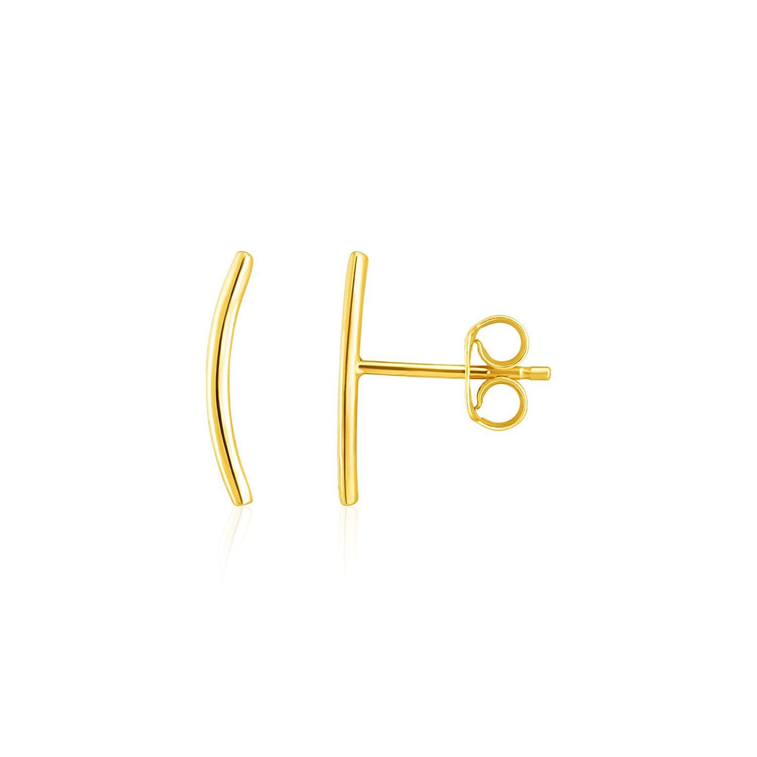 14k Yellow Gold Curve Climber Post Earrings by Bids.com