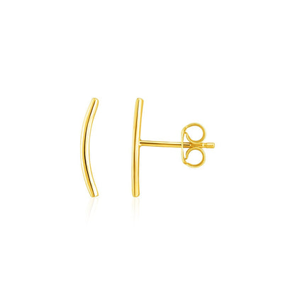 14k Yellow Gold Curve Climber Post Earrings by Bids.com