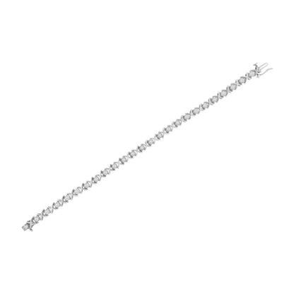 .925 Sterling Silver 1 cttw Brilliant Round-Cut Diamond "X" Link Bracelet (I-J Clarity, I2-I3 Color) - Size 7" by Bids.com