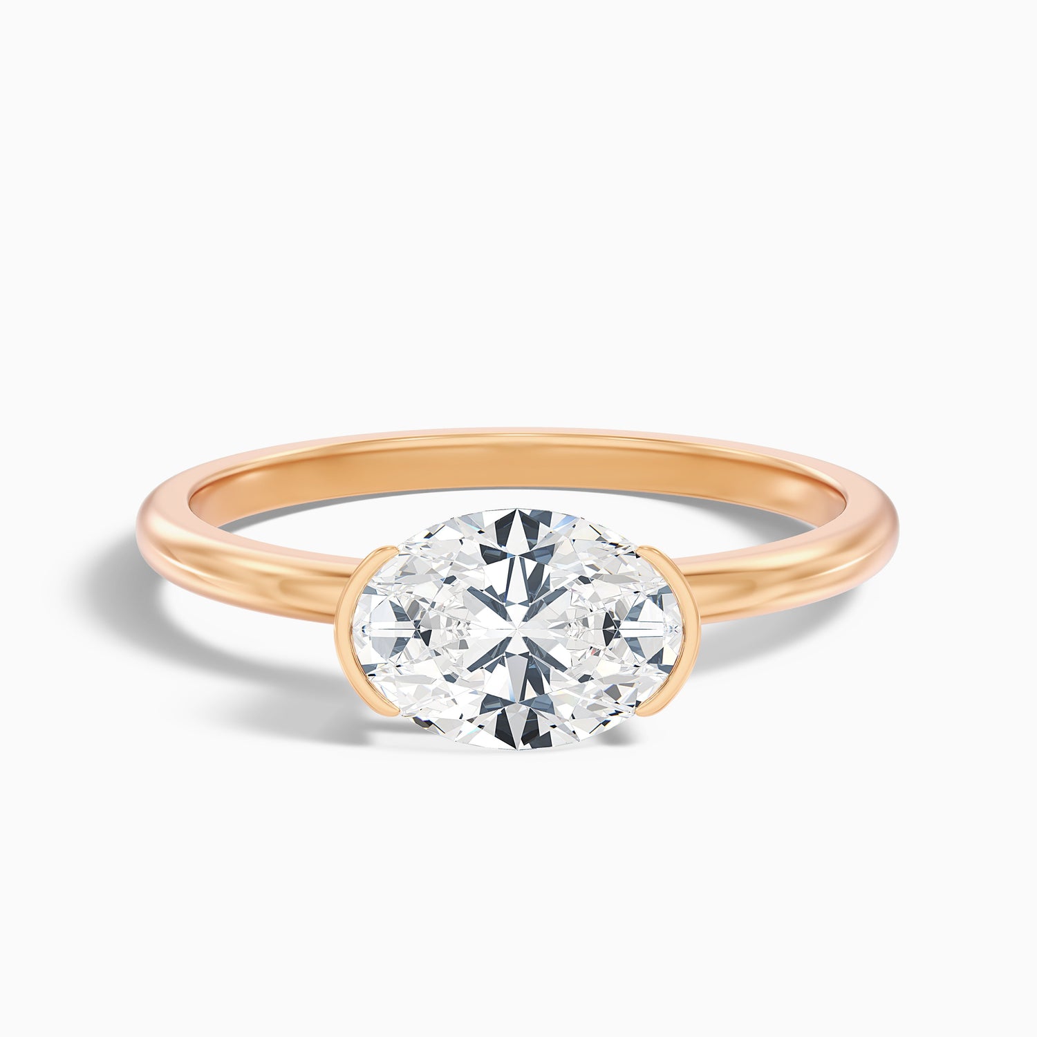 Blyth 1.5 Carat Oval Cut East West Lab Grown Diamond Ring in 14k Yellow Gold