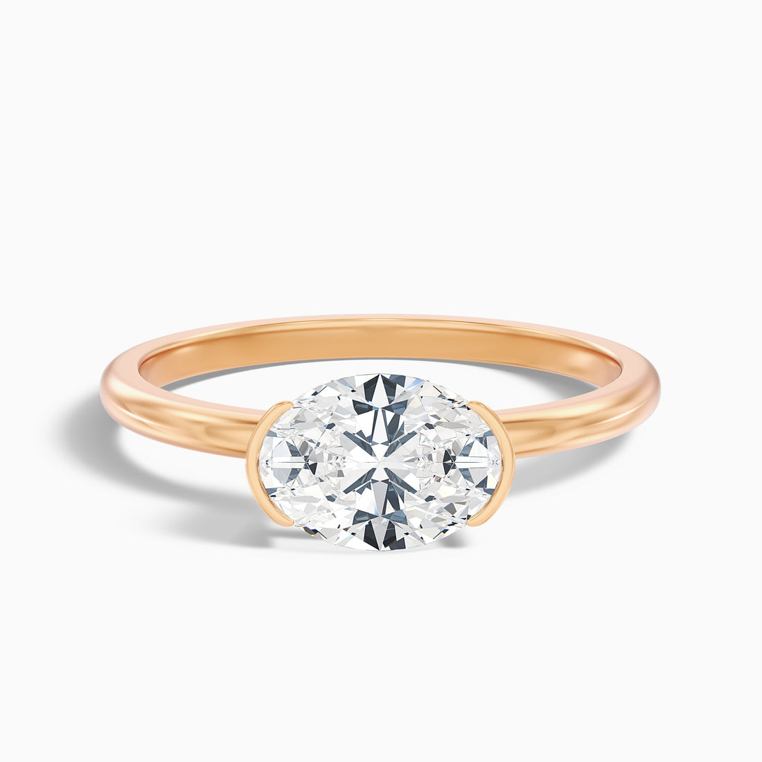 Alva 5.5 Carat Oval Cut East West Moissanite Diamond Ring in 18k Rose Gold  DestGlow
