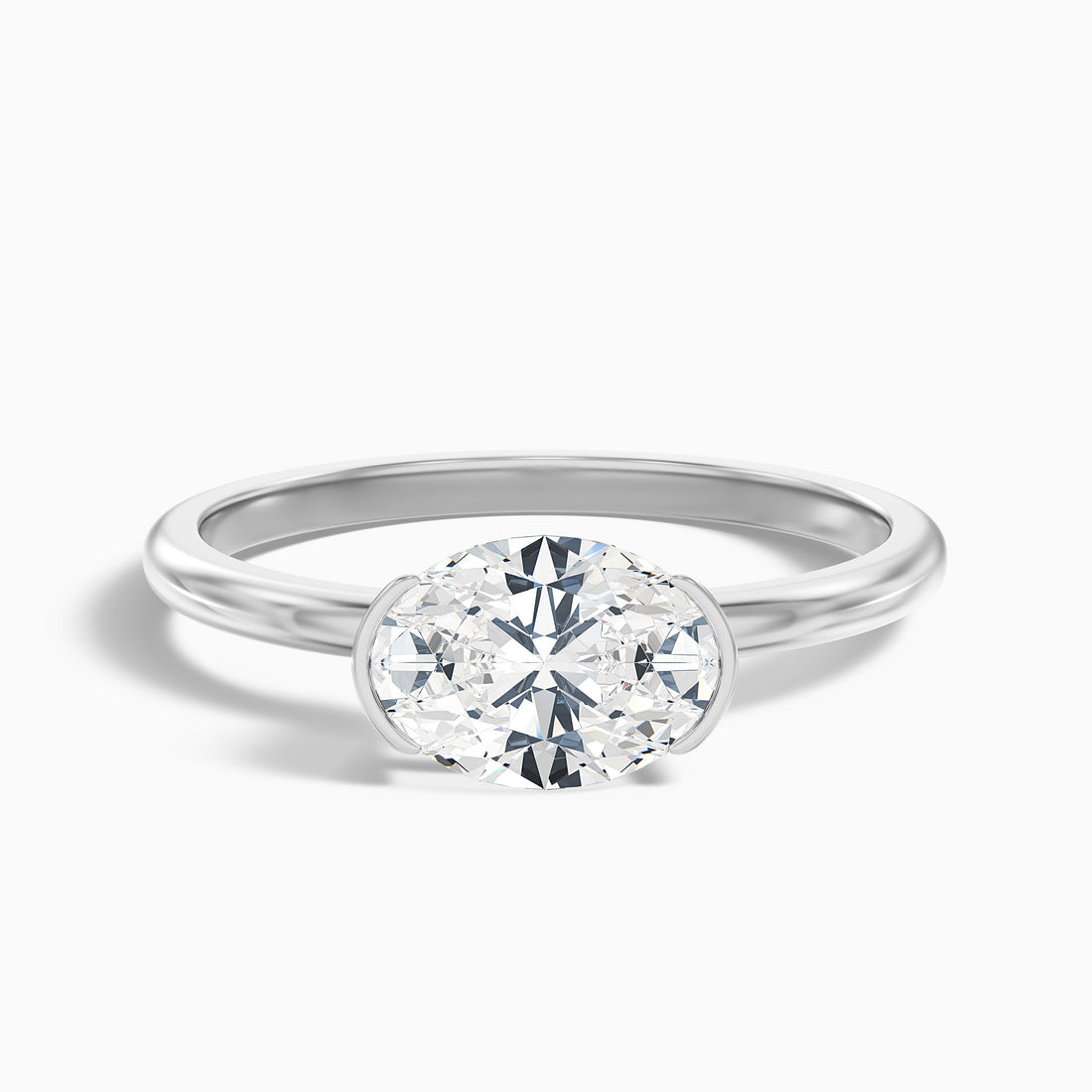 Alva 1.5 Carat Oval Cut East West Moissanite Diamond Ring in Platinum  DestGlow