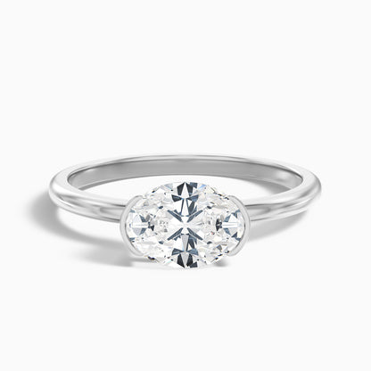 Alva 1.5 Carat Oval Cut East West Moissanite Diamond Ring in 14k Yellow Gold