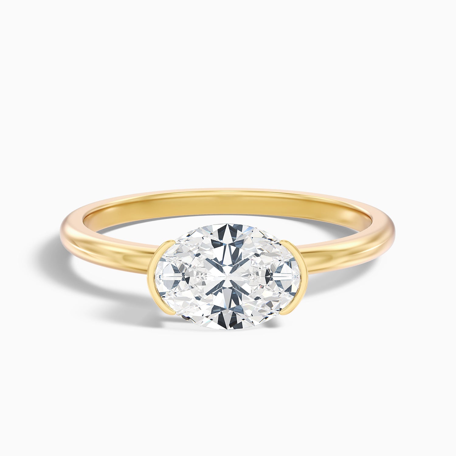 Blyth 2.5 Carat Oval Cut East West Lab Grown Diamond Ring in 10k Yellow Gold