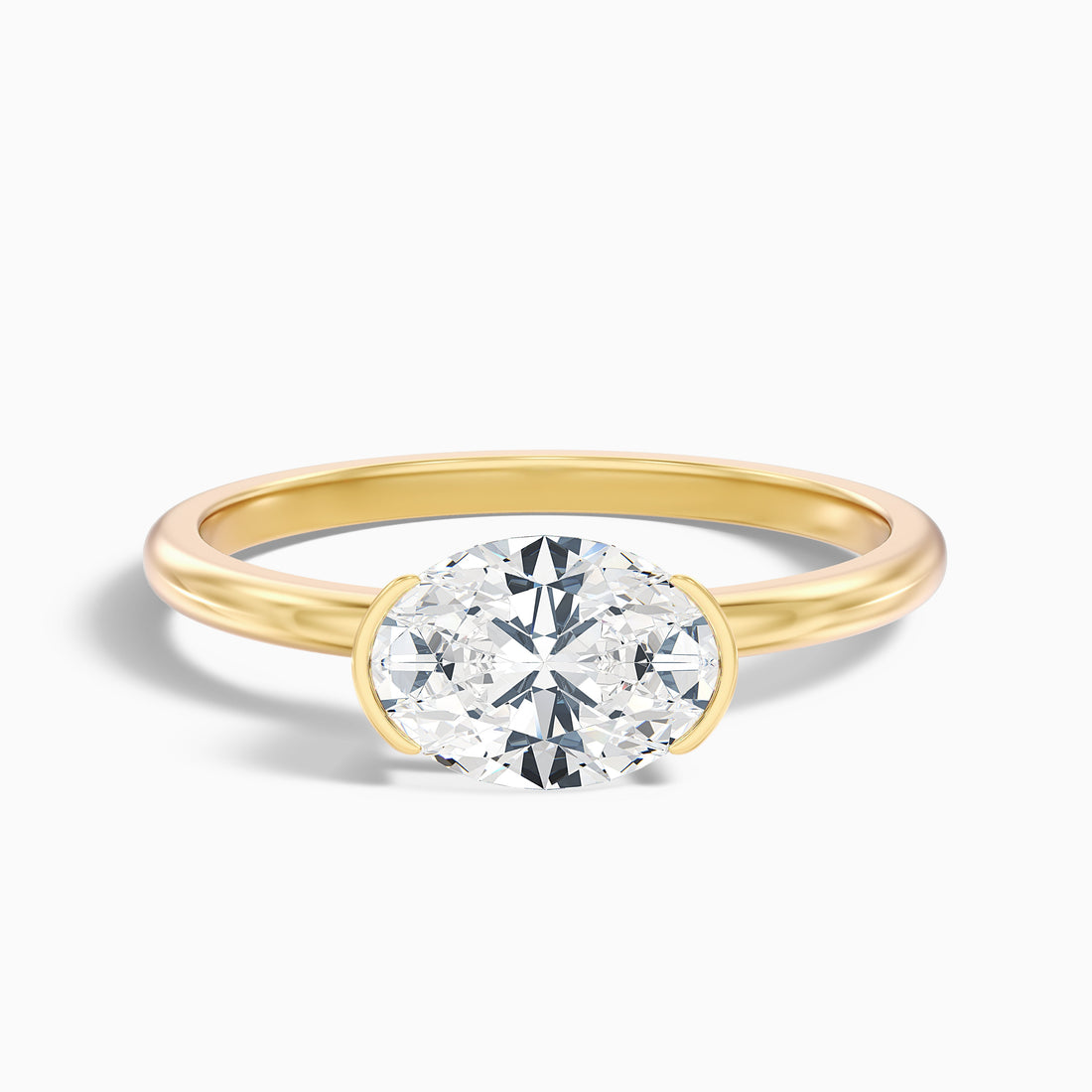 Alva 1.5 Carat Oval Cut East West Moissanite Diamond Ring in 18k Yellow Gold  DestGlow