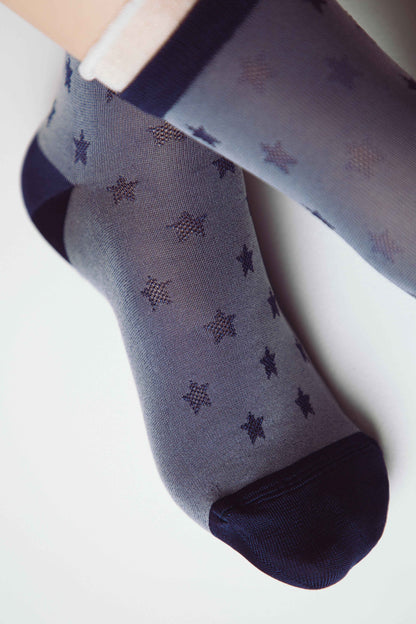 Conte Socks Classic - 491 Glossy Pattern and Decorative Transparent Mesh