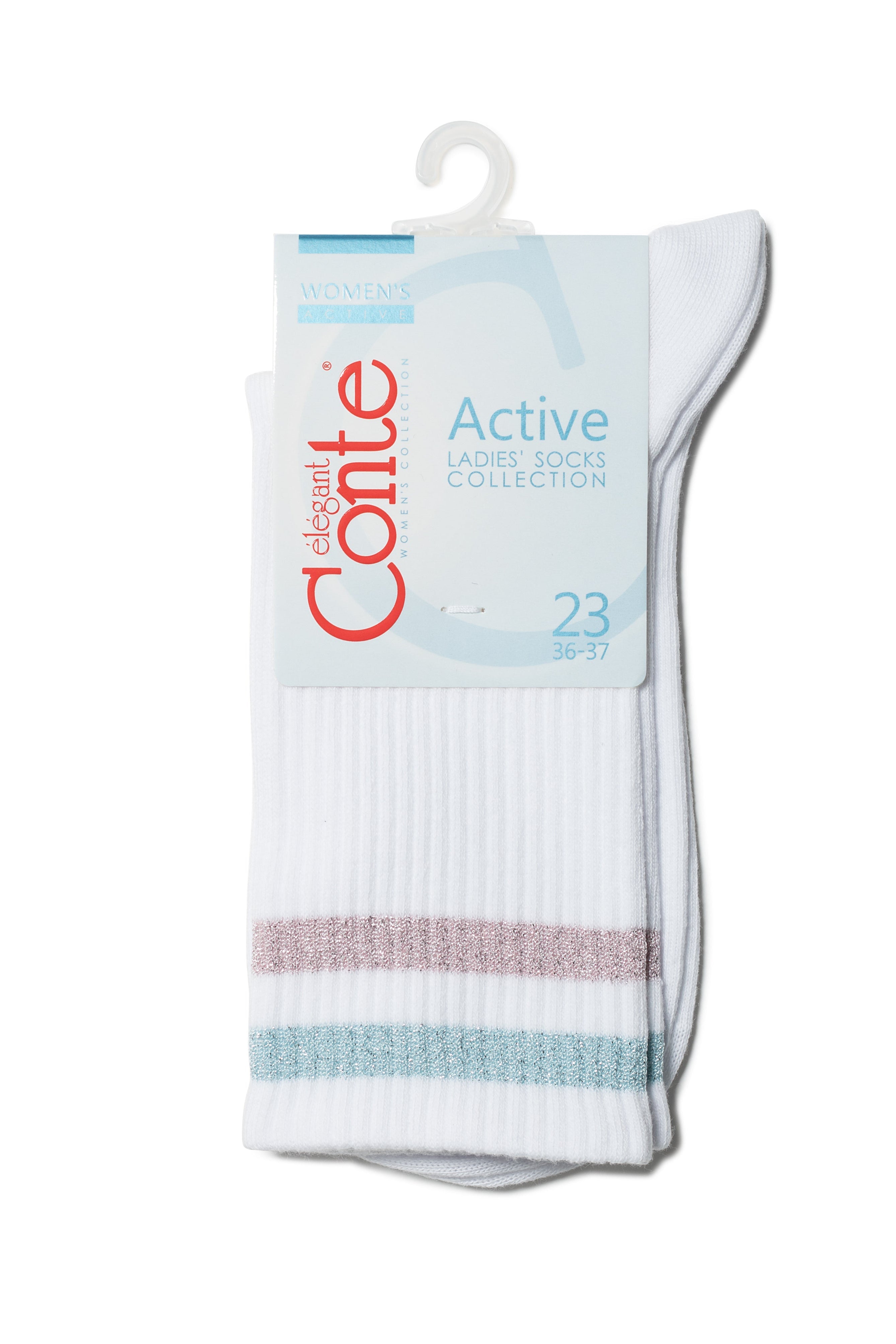 Conte Cotton Long Socks Active 157 - Lurex Stripes - DestGlow