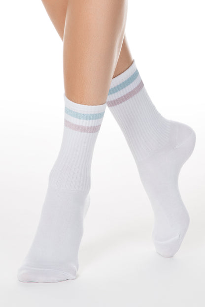 Conte Cotton Long Socks Active 157 - Lurex Stripes - DestGlow