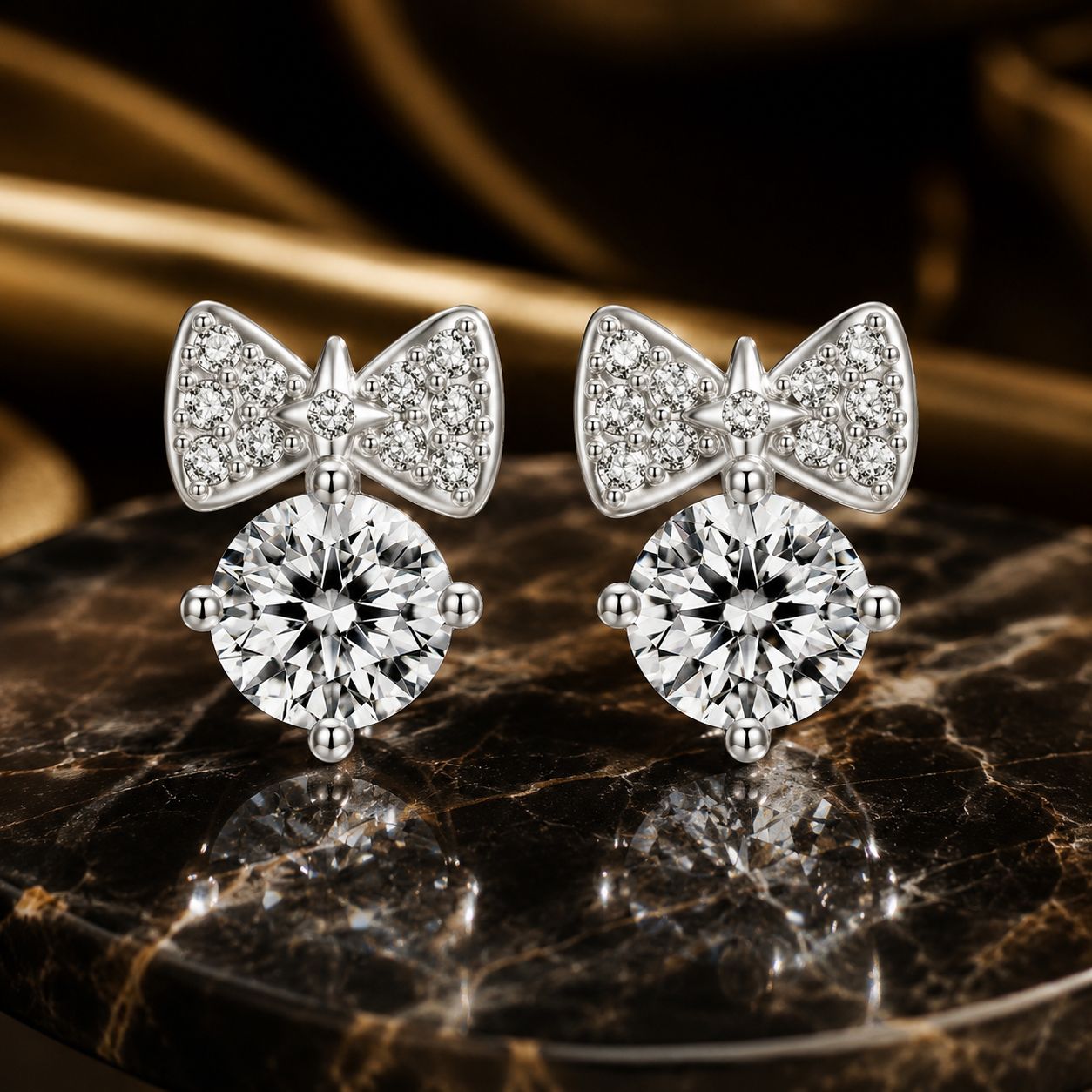 925 Sterling Silver Earrings with CZ and White Gold Plating for Women  DestGlow