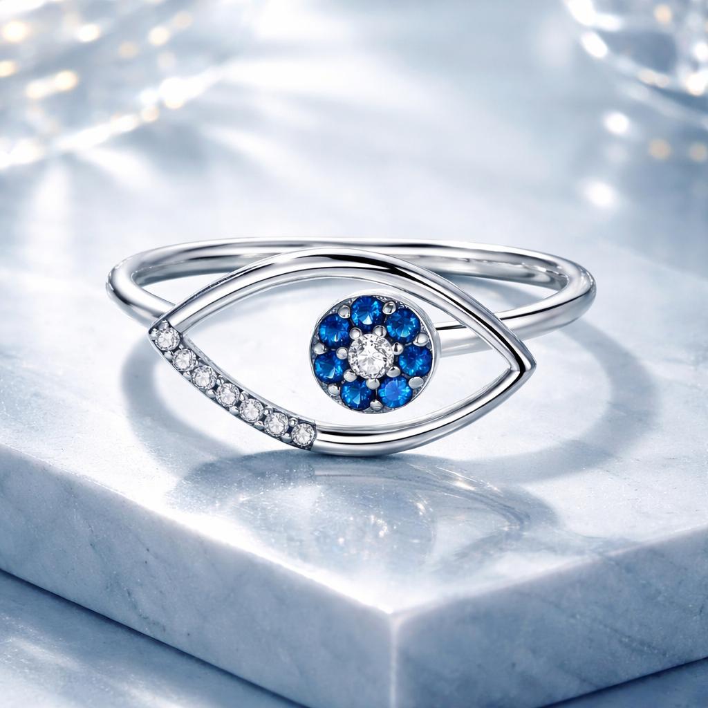 925 Sterling Silver Oxidized Ring with Pavé Setting CZ, 0.9*1.6 cm for Women  DestGlow