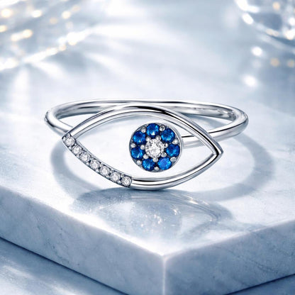 925 Sterling Silver Oxidized Ring with Pavé Setting CZ, 0.9*1.6 cm for Women  DestGlow