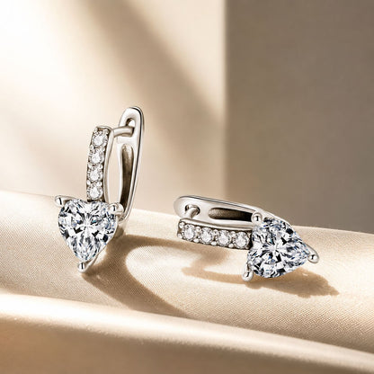 925 Sterling Silver Oxidized Earrings with CZ for Women - 1.7x0.7cm  DestGlow