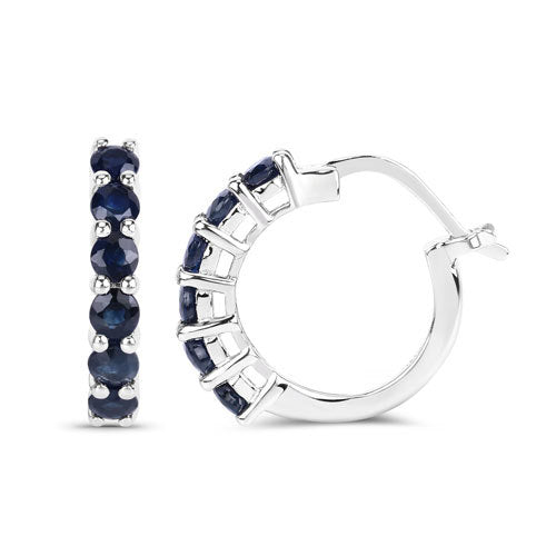1.32 Carat Genuine Blue Sapphire .925 Sterling Silver Earrings  DestGlow