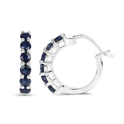 1.32 Carat Genuine Blue Sapphire .925 Sterling Silver Earrings  DestGlow
