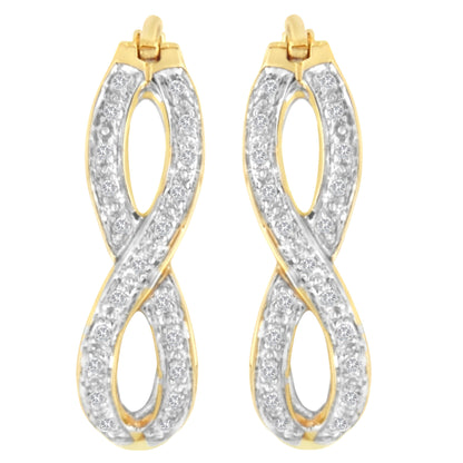 10K Yellow and White Gold 1/4 cttw Diamond Double Infinity Hoop Earrings (I-J Clarity, I1-I2 Color) by Bids.com