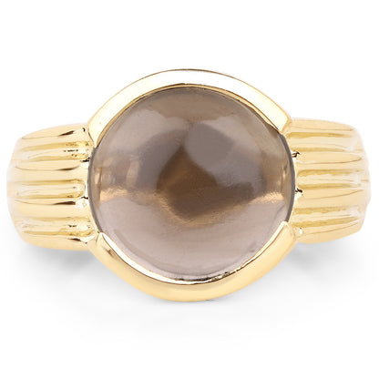 14K Yellow Gold Plated 4.89 Carat Genuine Smoky Quartz .925 Sterling Silver Ring by Bids.com