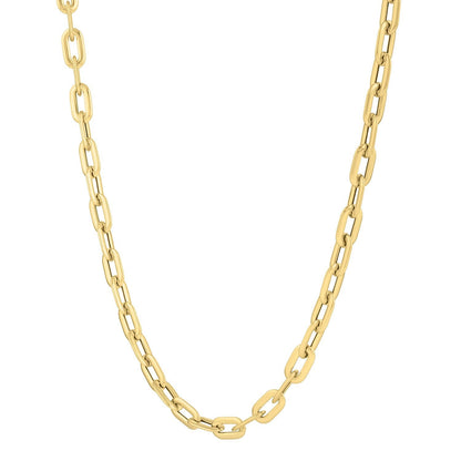14k Yellow Gold Oval Domed Paperclip Chain Necklace (5.30 mm) by Bids.com