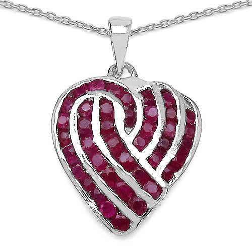 3.68 Carat Genuine Ruby .925 Sterling Silver Pendant  DestGlow