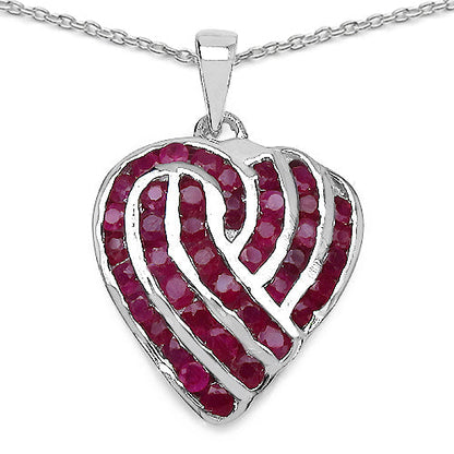 3.68 Carat Genuine Ruby .925 Sterling Silver Pendant  DestGlow