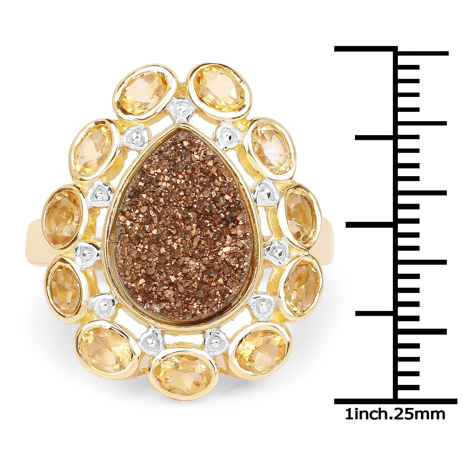 5.14 Carat Genuine Bronze Drusy and Citrine .925 Sterling Silver Ring by Bids.com