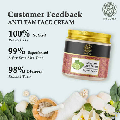 Buddha Natural Anti Tan Face Cream - For Skin Glow, Removing Tan &amp; Dark Spots