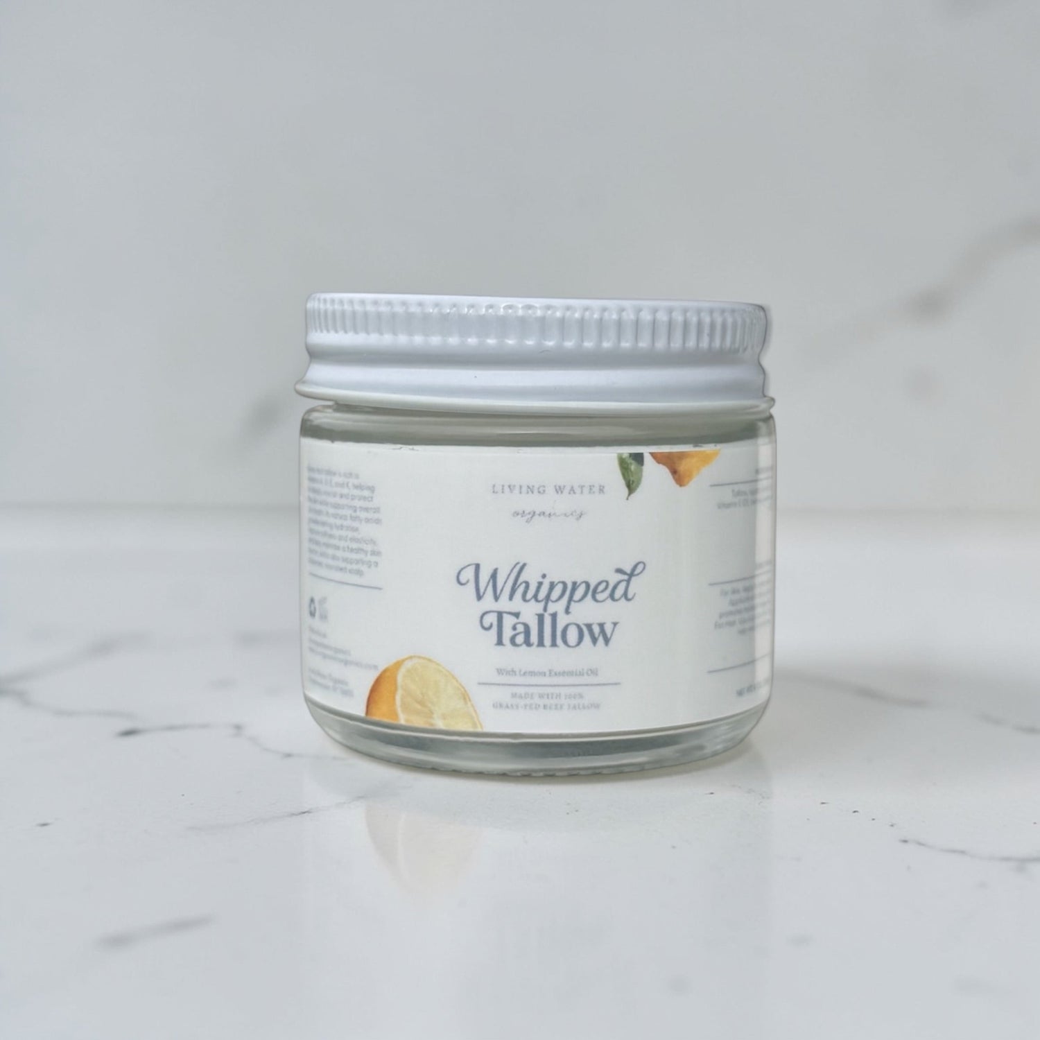 100% Grass Fed Whipped Tallow for Face, Hair, and Skin, Natural Tallow by Living Water Organics