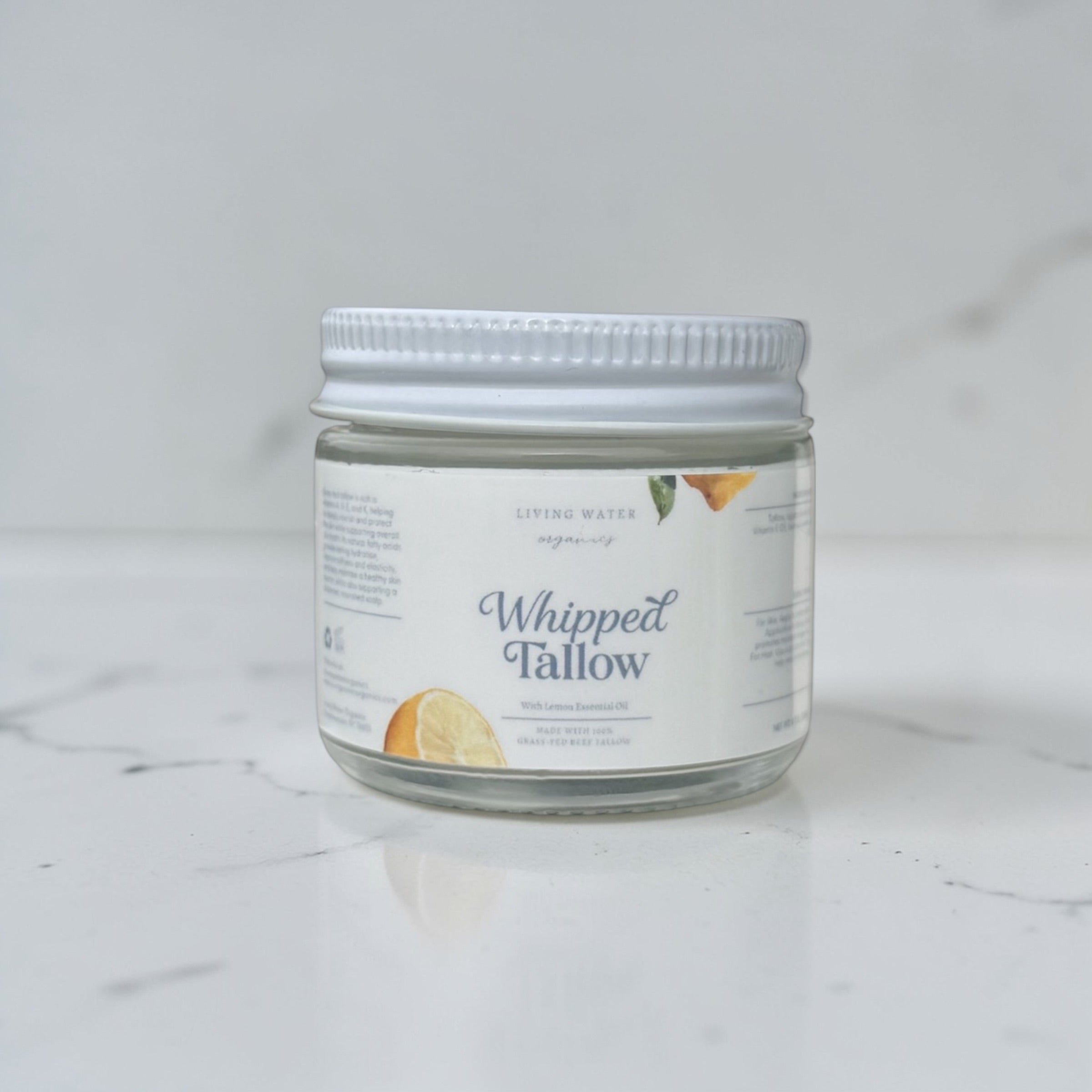 100% Grass Fed Whipped Tallow for Face, Hair, and Skin, Natural Tallow by Living Water Organics