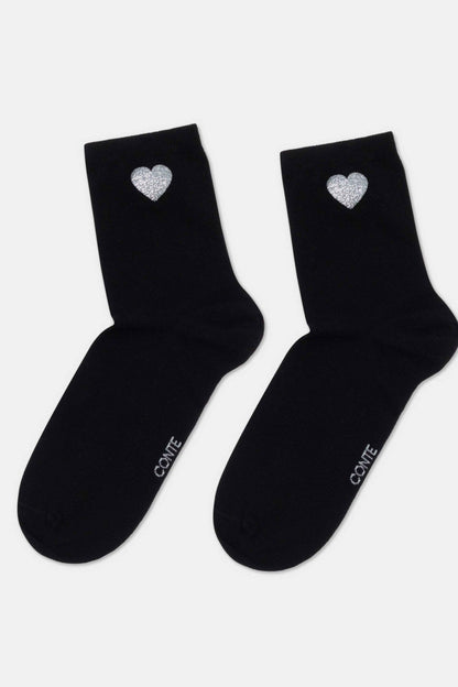 Cotton Socks Conte Classic 427 - Shimmering Heart Pattern