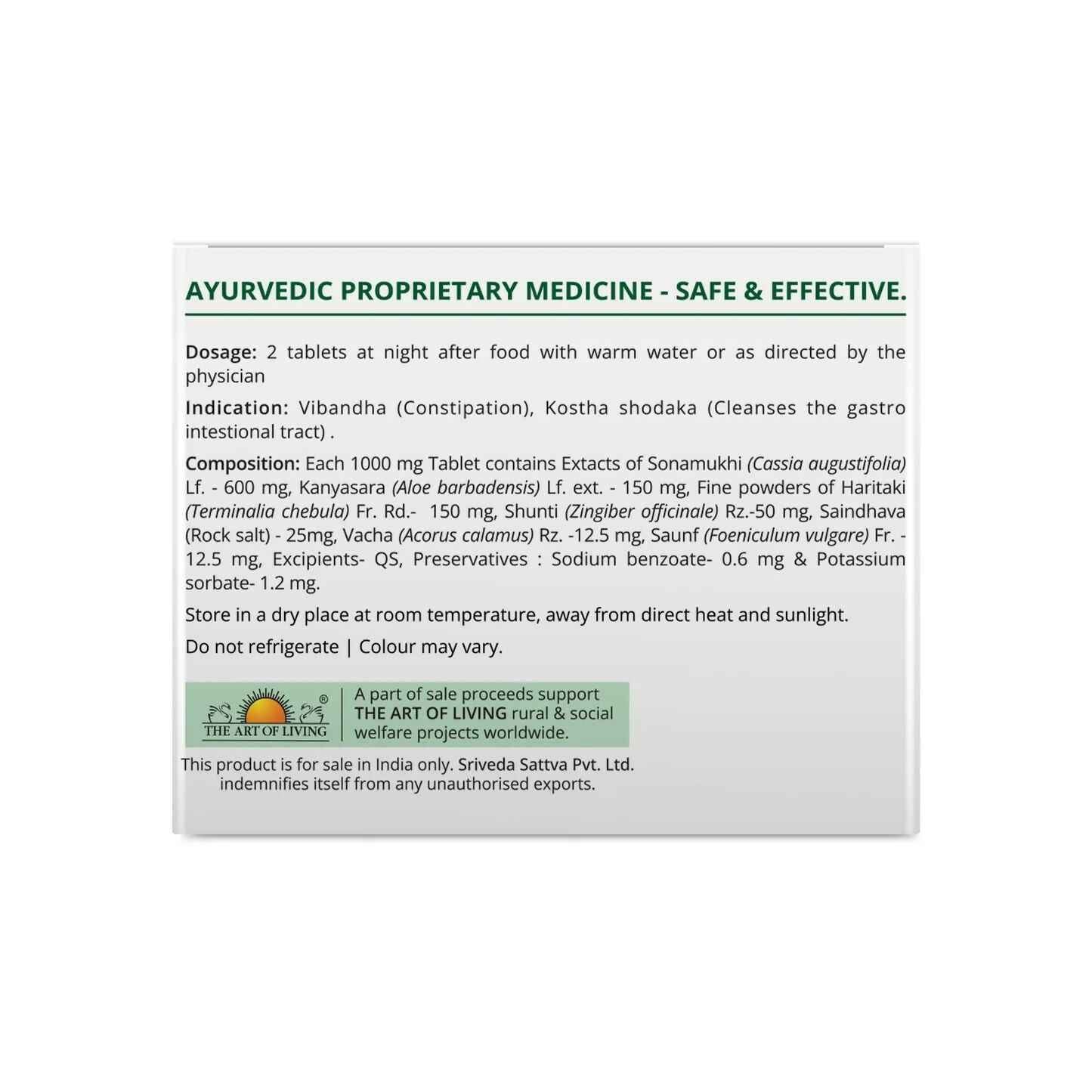 Sri Sri Tattva Evacsure - Laxative Tablets