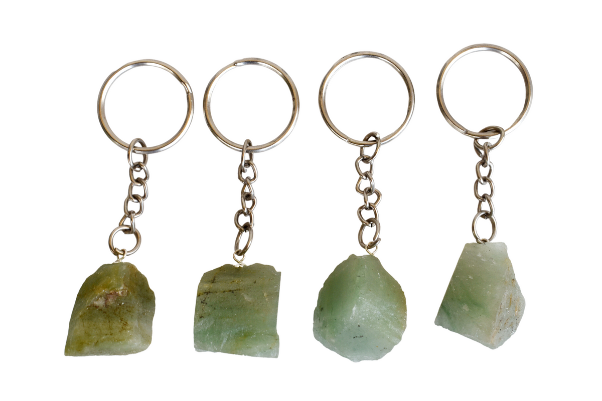Green Aventurine Key Chain, Gemstone Keychain Crystal Key Ring (Attraction and Cleansing)  DestGlow