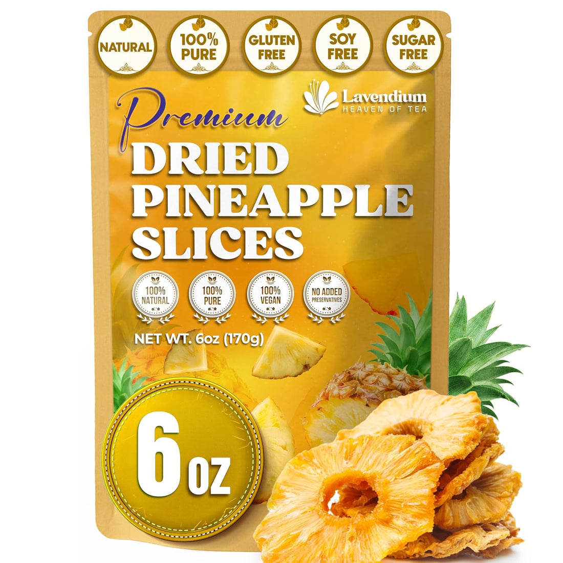 Dried Pineapple Slices 6oz – Premium Quality, Naturally Sweet &amp; Tangy by FreshDrinkUS - Natural and Premium Herbal Tea