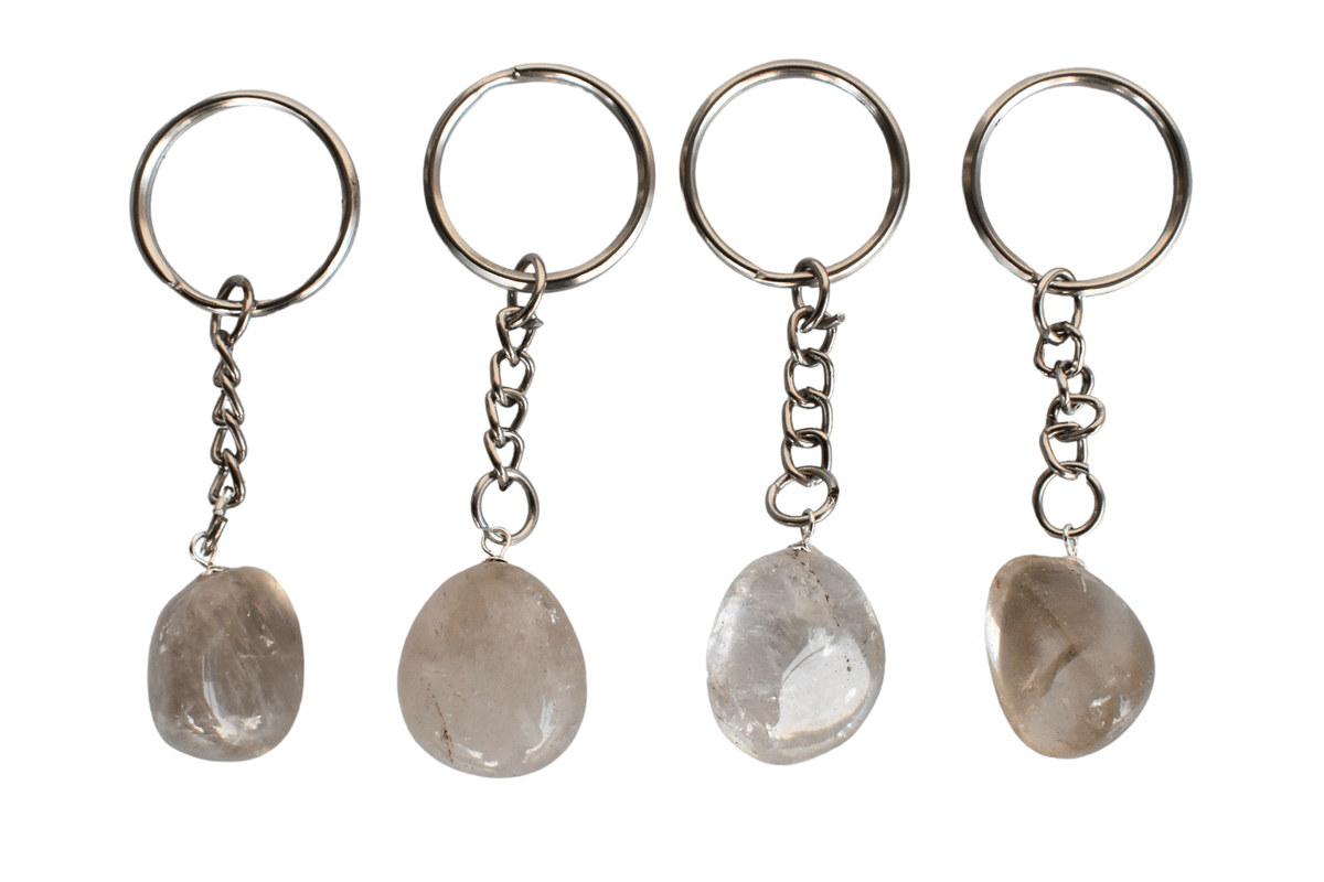 Smokey Quartz Key Chain, Gemstone Keychain Crystal Key Ring (Purification and Grounding)  DestGlow
