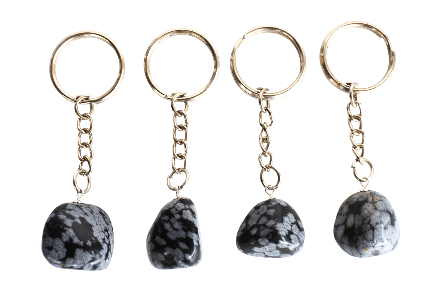 Snowflake Obsidian Key Chain, Gemstone Keychain Crystal Key Ring (Expanded Awareness and Intuition)  DestGlow