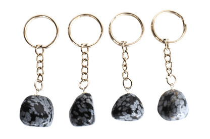 Snowflake Obsidian Key Chain, Gemstone Keychain Crystal Key Ring (Expanded Awareness and Intuition)  DestGlow
