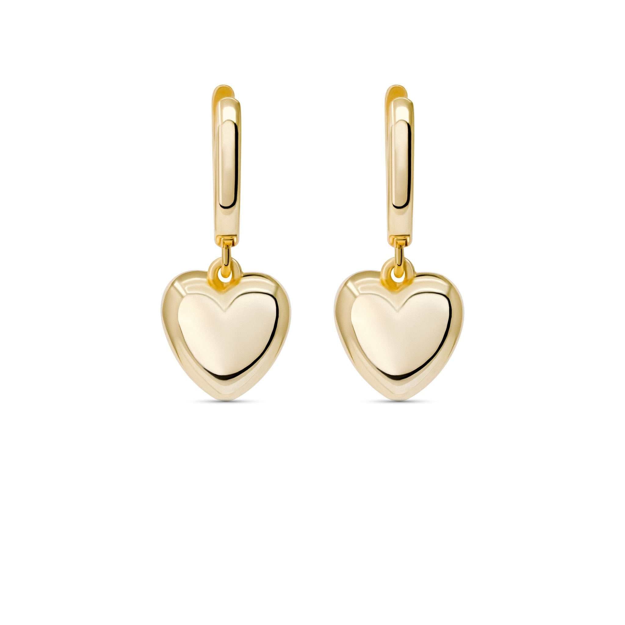 Puffed Heart Drop Earrings - DestGlow